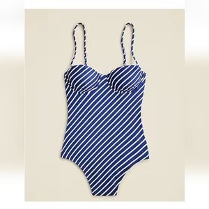 J.Crew  Balconette underwire one-piece swimsuit in stripe, Blue, Sz 6 Nwt